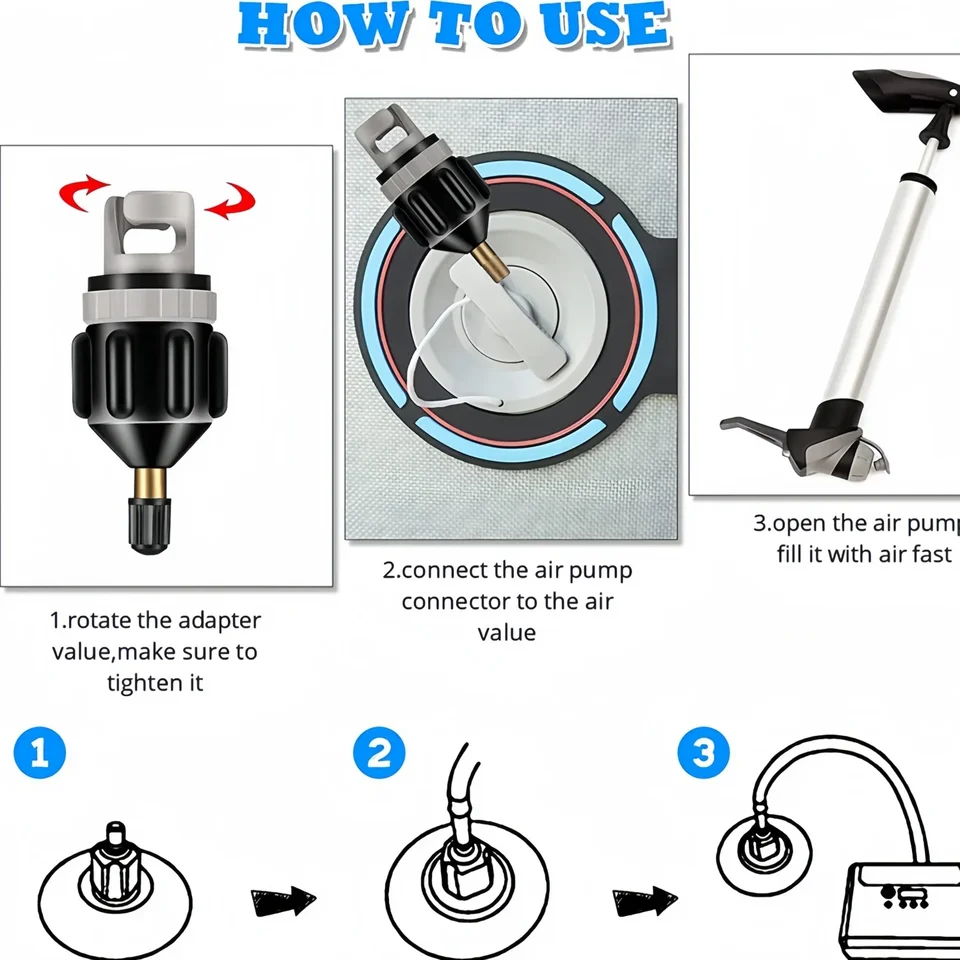 Adaptador De Válvula De Aire De Pala, Adaptador De Válvula De Aire De Barco, Compresor Convertidor De Válvula De Aire, Adaptador De Bomba De Aire Para Kayak, Bote Inflable Y Tabla