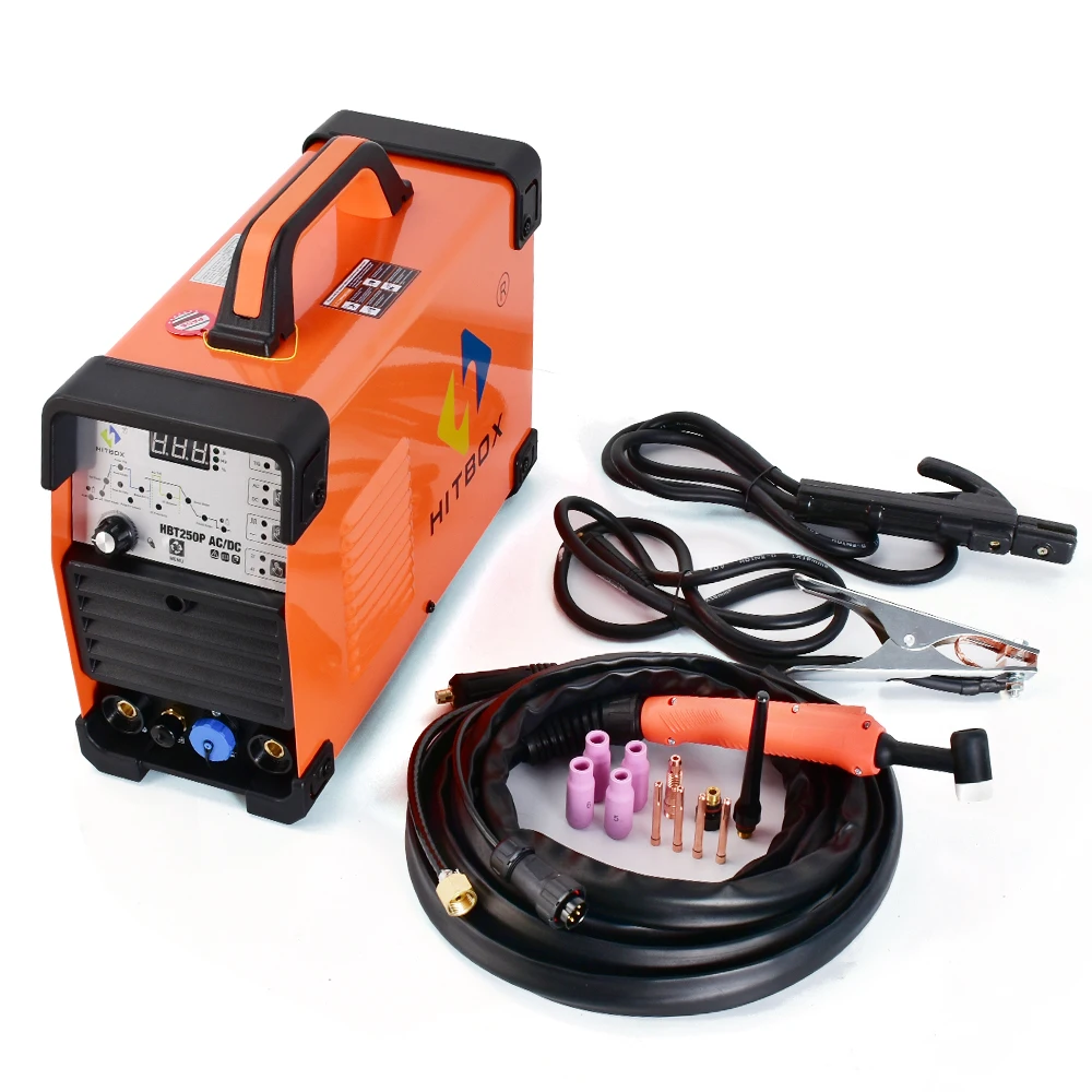 Welding Machine AC/DC Aluminium Tig Welding Machine HBT250P HF TIG/MMA ARC Stick Welder with Pulse Argon Welding IGBT Inverter 2T/4T