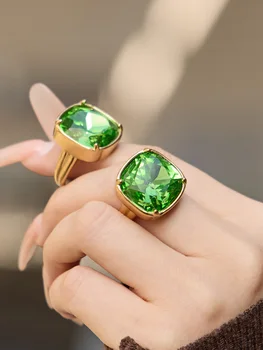 Anelli stravaganti con pietre in vetro rosso verde per donna, anello in acciaio inossidabile con pietre, impermeabile, per matrimonio, fidanzamento, gioielli alla moda, regali