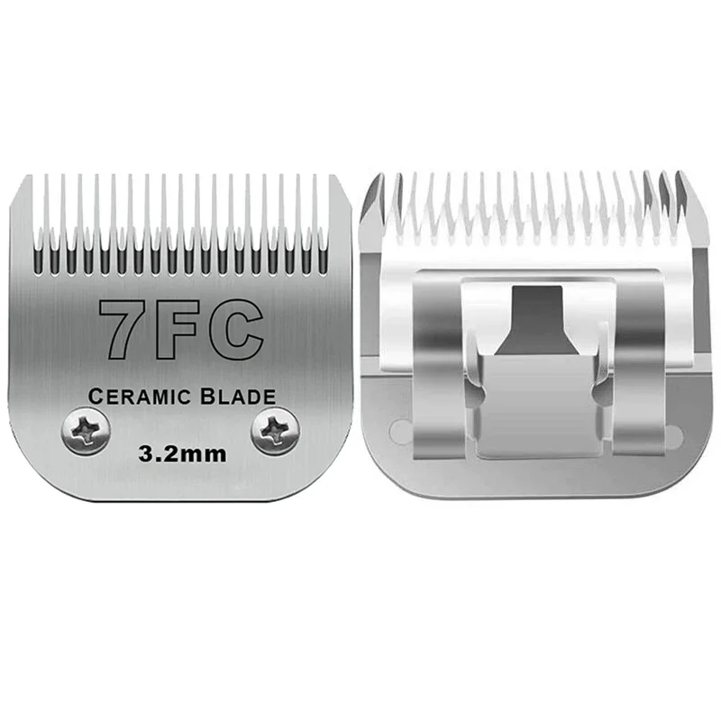 Pet Grooming Clipper Barber Hair Clipper Blade 7FC Ceramic Detachable Replacement Blade Compatible With Andis, Oster A5, Wahl KM Series 3.2mm