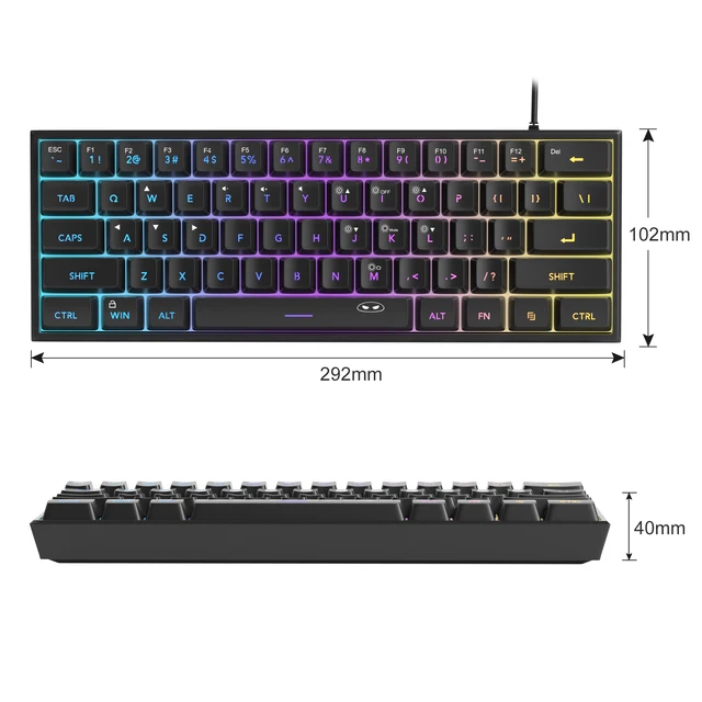 MageGee Mini 60% Gaming Keyboard, RGB Backlit 61 Key Ultra-Compact Keyboard, TS91 Ergonomic Waterproof Mechanical Feeling Office 6