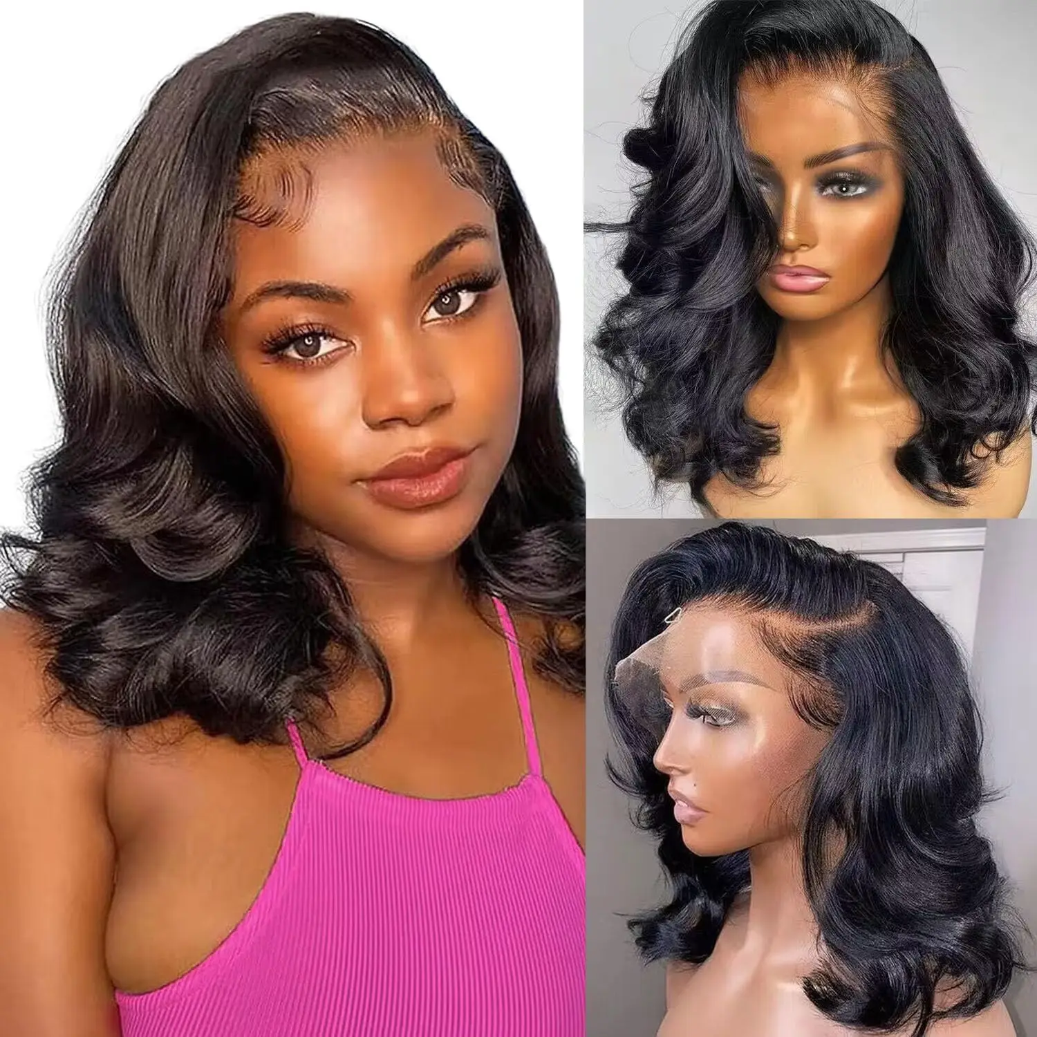 

Human Hair 13x4 Body Wave HD Lace Front Wigs 180% Density Glueless Wigs Human Hair Pre Plucked Short Bob Wigs for Black Women