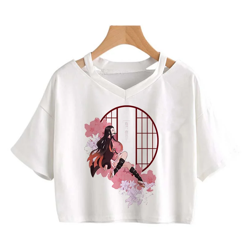 Demon Slayer T Shirt Women Kawaii Kimetsu No Yaiba Graphic Tees Tanjirou Kamado Tops Japanese Anime Tshirt Manga T-shirt Female tees Tees