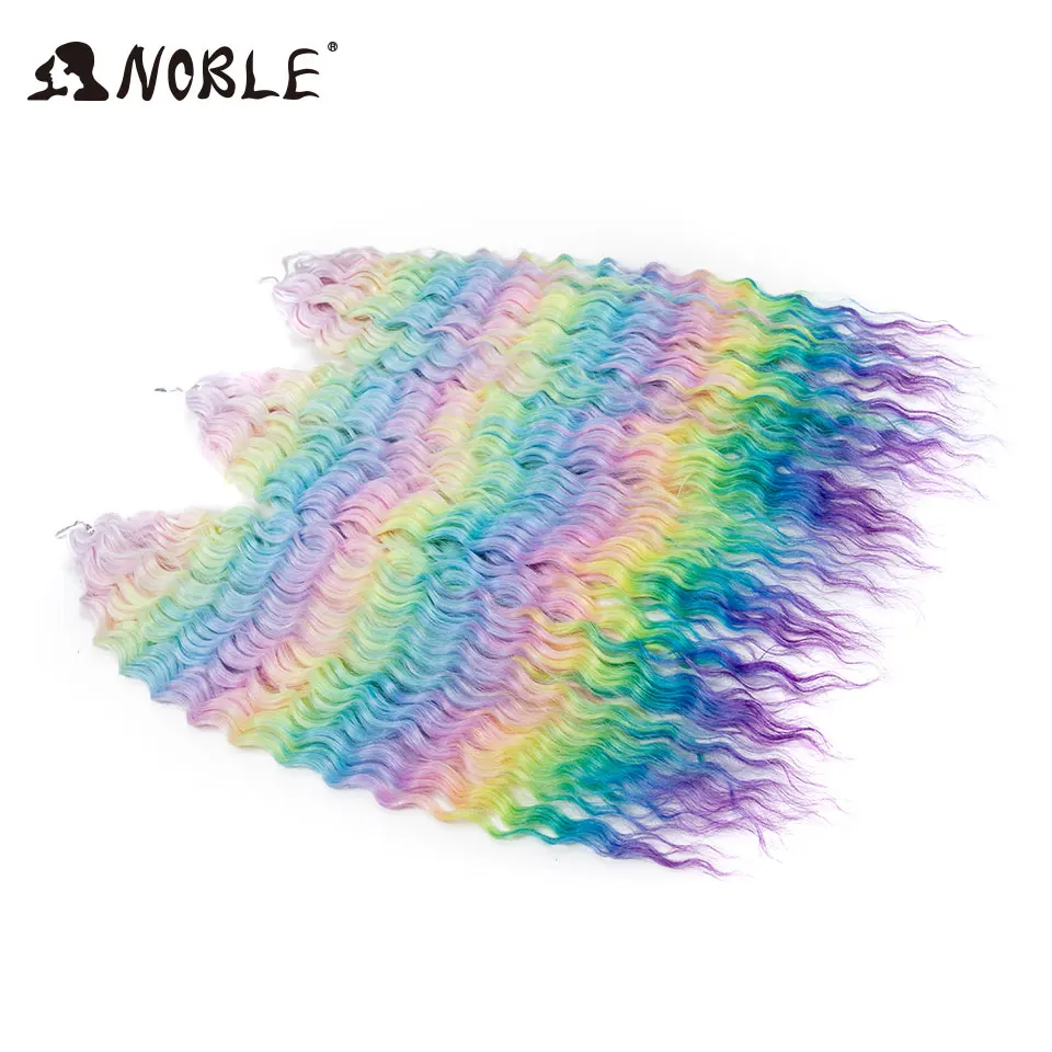 Noble Hair Synthetic Twist Crochet Curly Hair 24 Inch Water Wave Braid Hair Ombre Blonde Brown Deep Wave Braiding Hair Extension