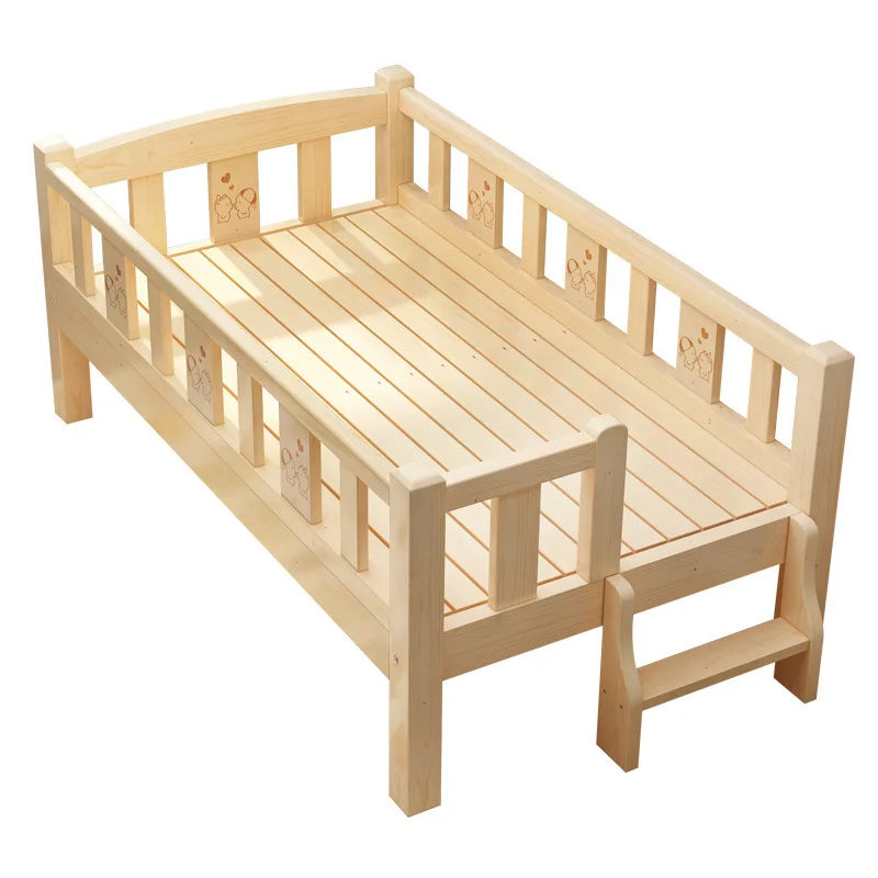 Children's Bed Solid Wood Baby Kindergarten Independent Splicing Bed ...