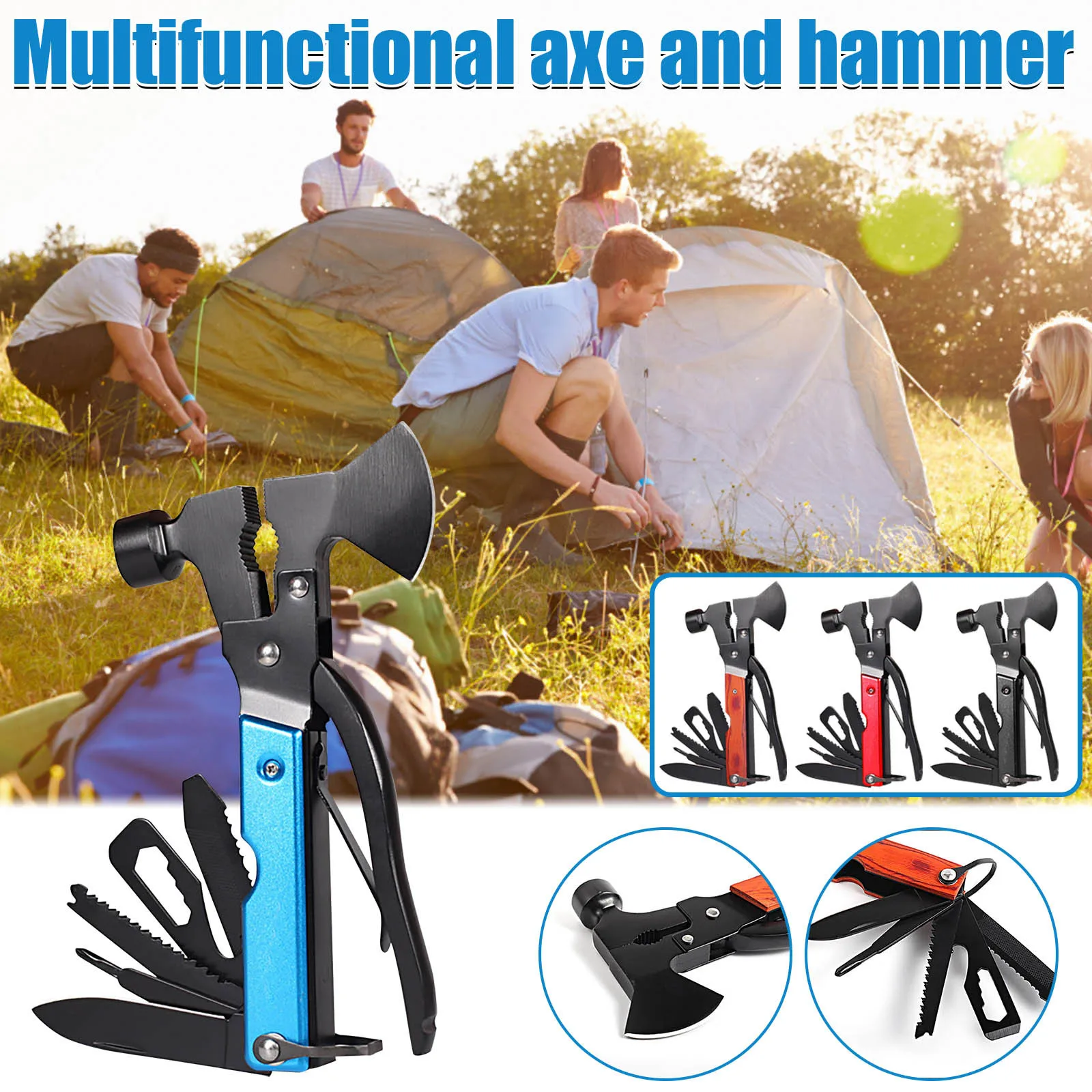 

Multitool Camping Accessories Gear and Equipment 14 in 1Hatchet Gift