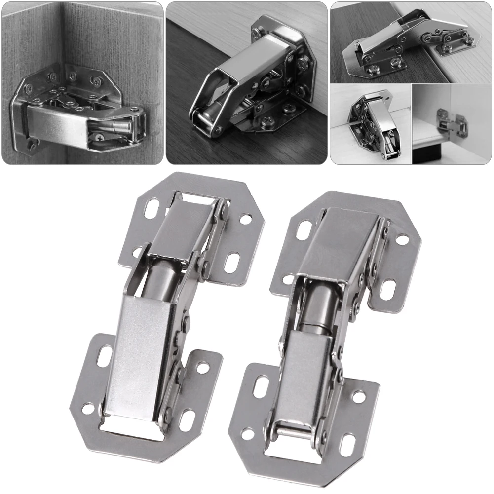 10pcs Cabinet Door Hinges No Slot Required Easy Installation Hinges Cold Rolled for Window Cupboard Kitchen Door Repair Tools