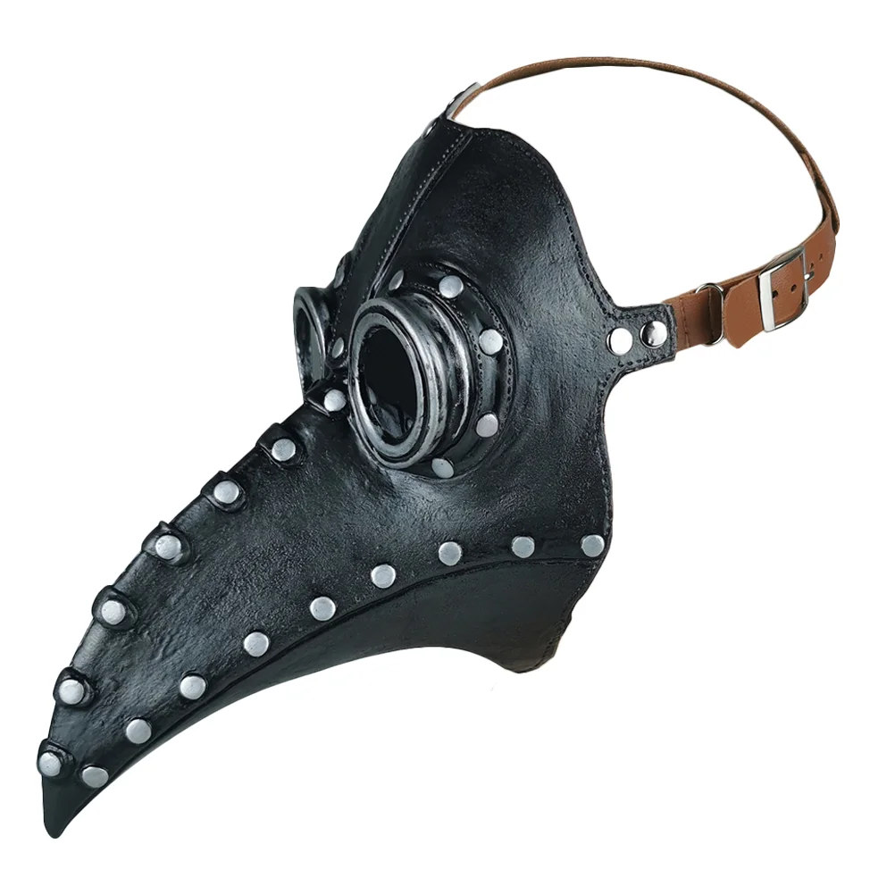 

1pc Decorative Halloween Party Masks PU Funny Masks Steampunk Plague Beak Party Supplies (Black +