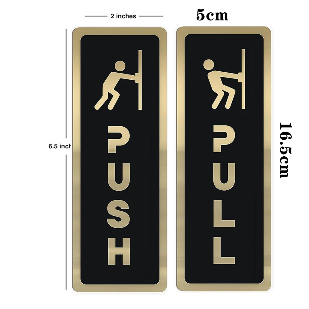 Sliding Door Sticker Acrylic Push Pull Door Sign Restaurant Pull Stickers Push Emblems Doors Creative Toilet Office Decals wall sticker acrylic wall sticker