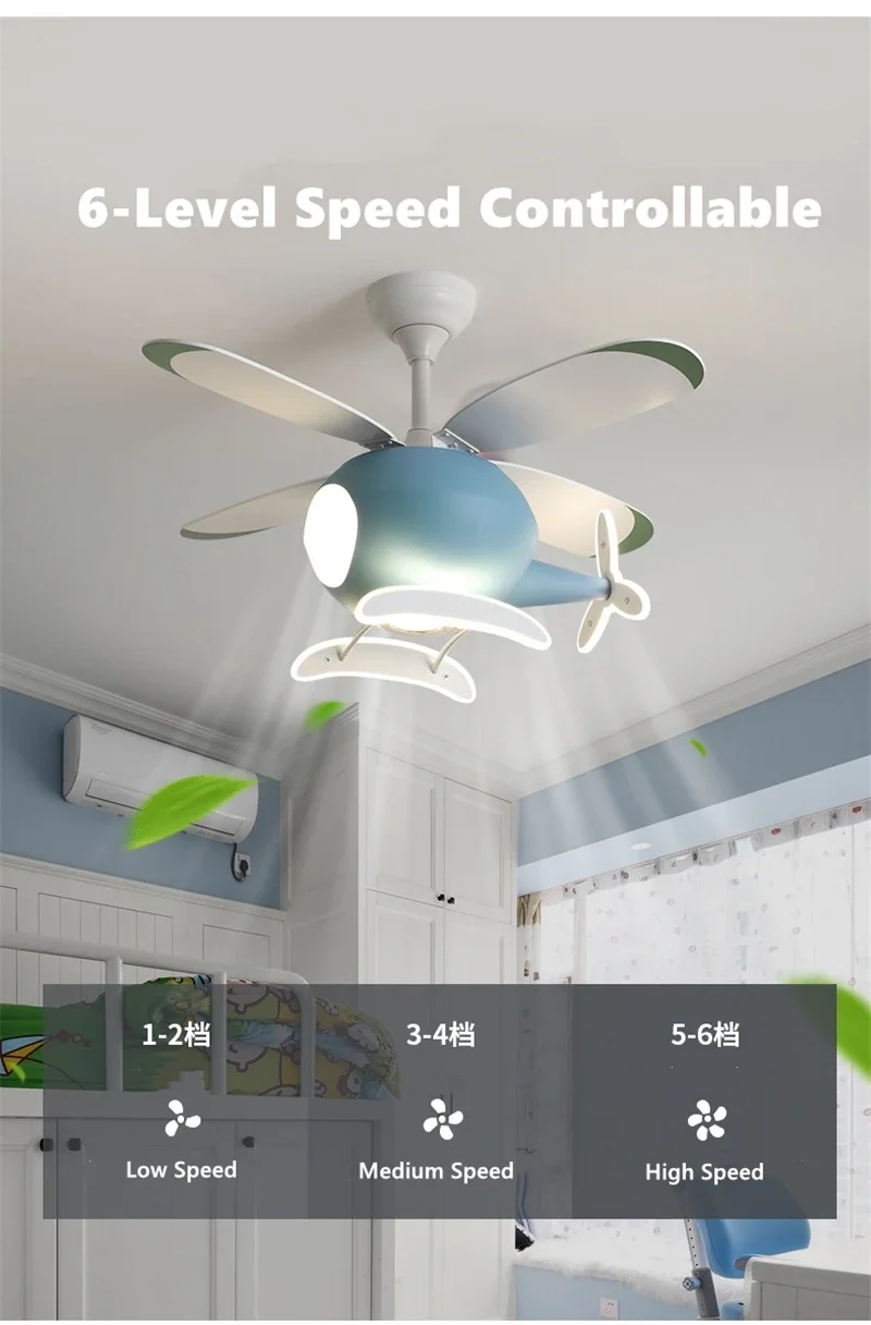 Description Picture 2 of itemCartoon LED Ceiling Lamp Helicopter Fan Chandelier for Children's Room Living Room Bedroom Home Indoor Lighting Fixture Luster