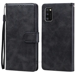 Leather Wallet Flip Cover for Samsung Galaxy A41 - Stylish Protective Phone Case (Black)