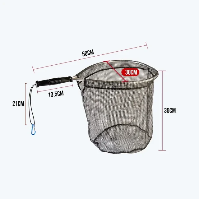 1/2pcs Fly Fishing Net Folding Dip Net Outdoor Fishing Rubber Non-slip Aluminum Alloy Pole Handle Large Catching Fish Mesh 6