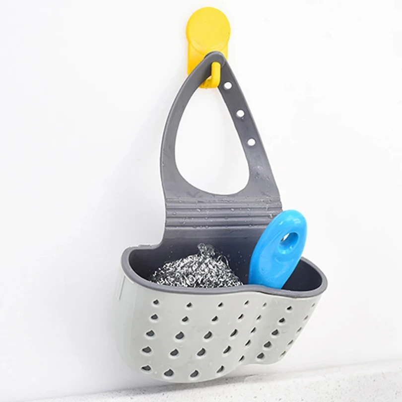 Home Storage Drain Basket Kitchen Sink Holder Adjustable Soap Sponge Shlf Hanging Drain Basket Bag Kitchen Accessories 5