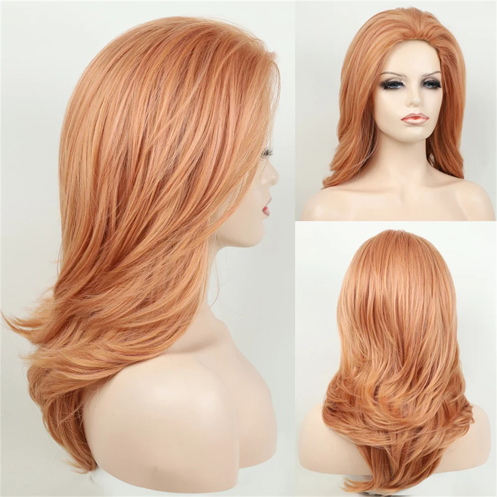 

Синтетический парик OUCEY, высококачественные натуральные волнистые волосы, парики для женщин, оранжевый парик, женские термостойкие волоконные парики