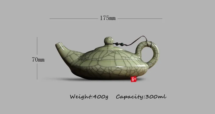 [GRANDNESS] New Hot Sale Crackle Glaze Ge Kiln Longquan Celadon Longquan Teapot 300ml Celadon Tea Set Tea Pot
