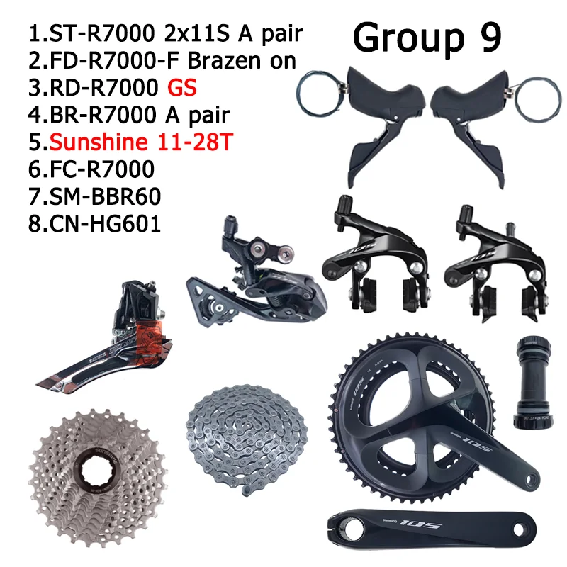 Shimano-シフトレバーのペア,105 r7000 11sグループ2x11s,11v rd