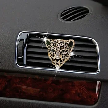 Car Diffuser Vent Clip Diamond Leopard Solid Perfume Bling Car Accessories Auto Car Air Freshener in Auto Interior Decor Aroma