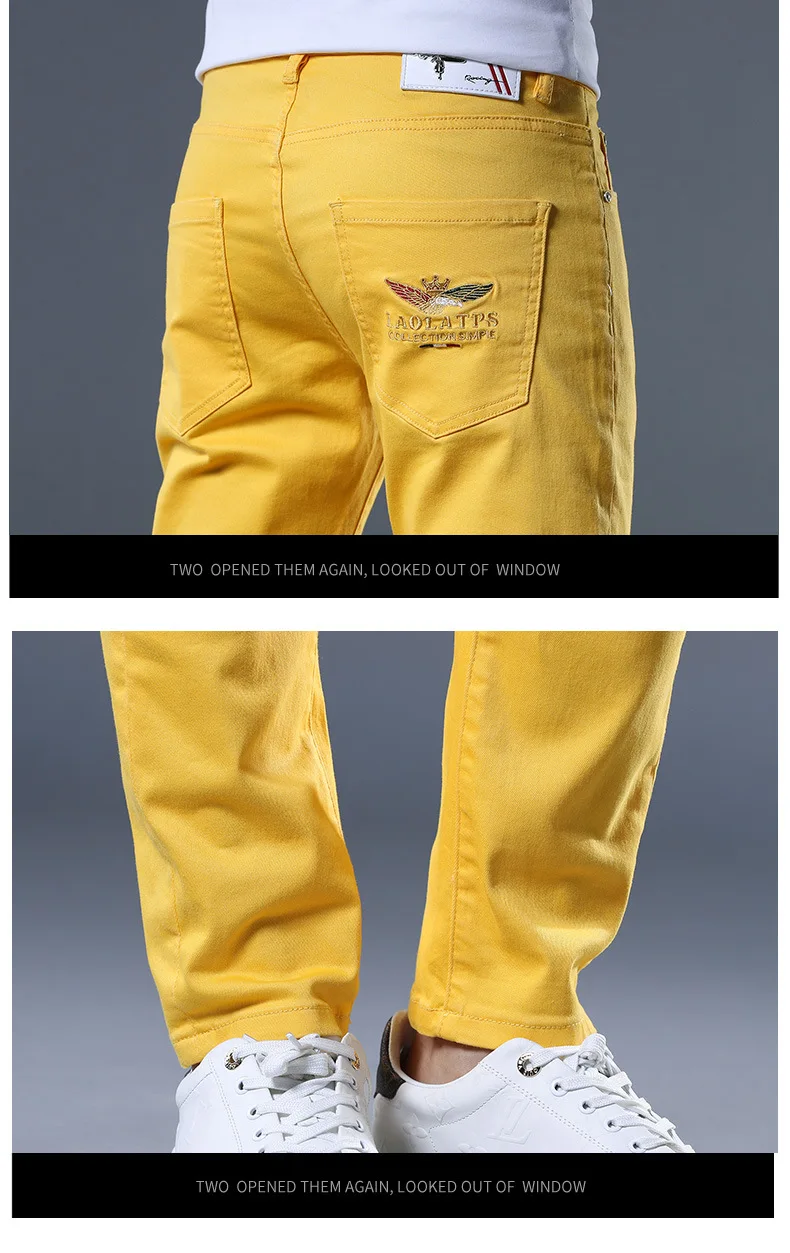 【U LAN】Dura Yellow Demi Denim Pants Judy Blue High Waist Garment Dyed Yellow Braided Waistband