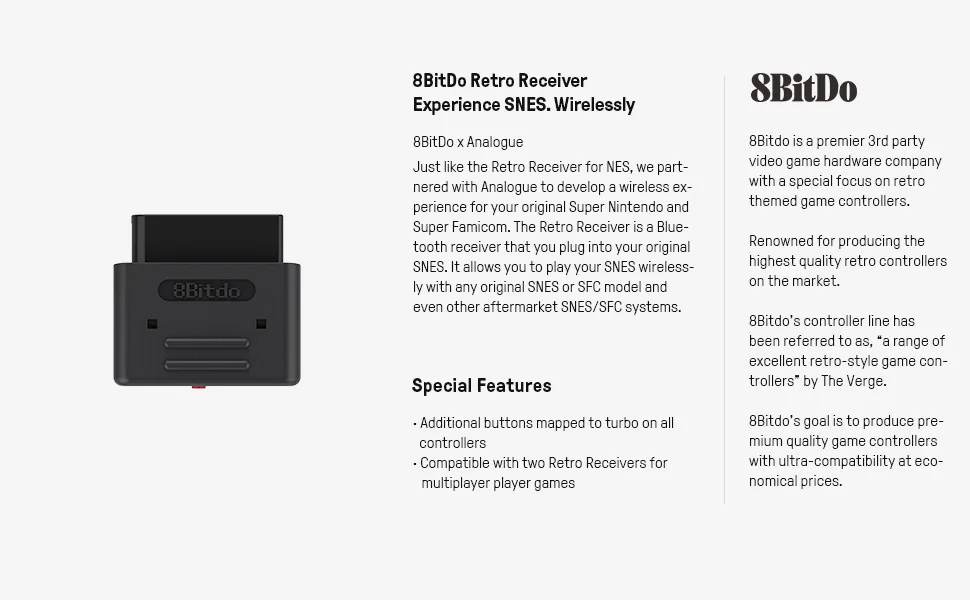 8BitDo Retro Receiver For SNES SF-C Snes Version