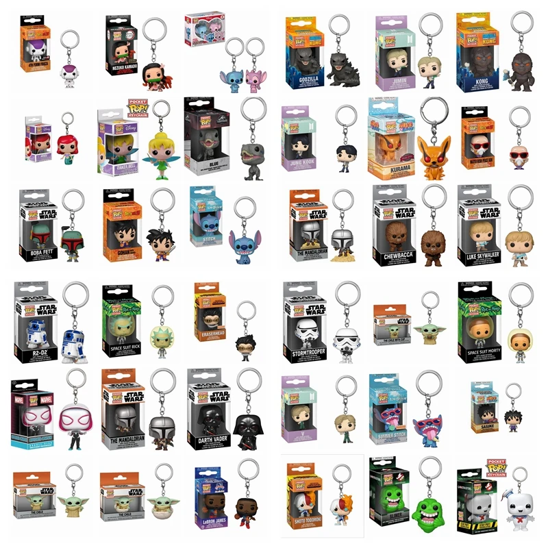 Funko POP Star Wars Llavero Juguete Dragones Ball Demon Killer STITCH ANGEL Rick y Morty Naruto My Hero Todoroki Muñeco Juguete para niños
