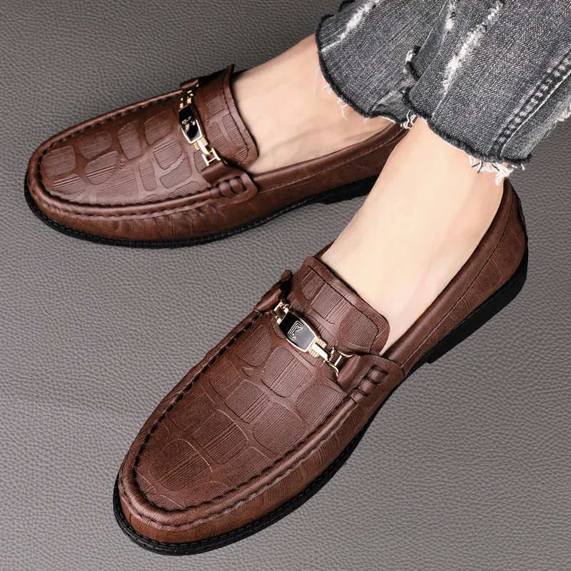 أحذية بدون كعب من الجلد الطبيعي للرجال ، أحذية كاجوال للرجال ، أحذية قيادة ذات علامة تجارية ، خف مريح للذكور ، كل مباراة ، جودة عالية