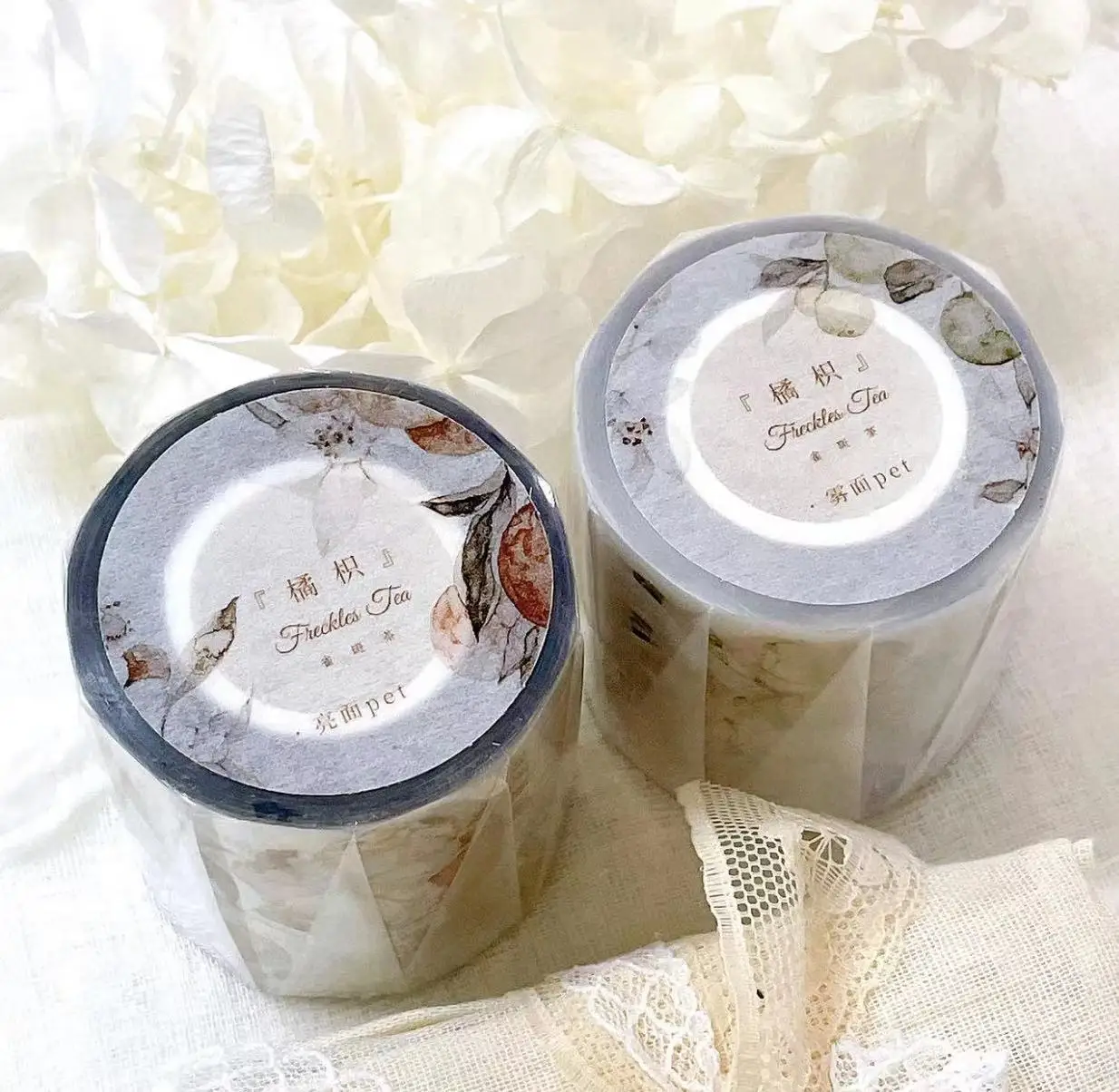 Freckles Tea Vol.03 Vintage Orange Leaves Floral Washi PET Tape