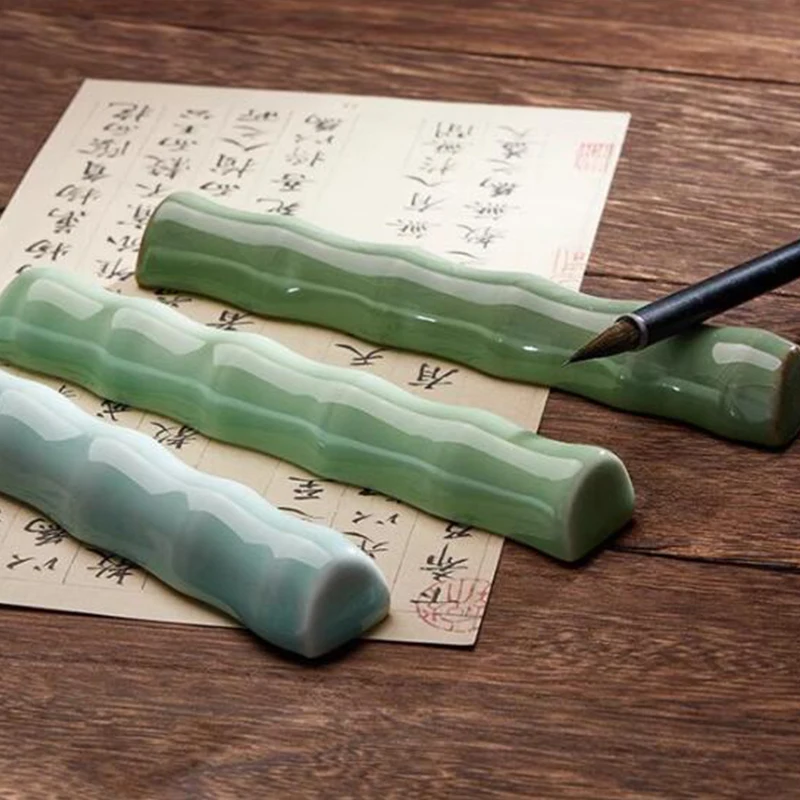 Creative Ceramics Paperweight Bamboo Joint Chinese Calligraphy Supplies Book Photo Gift Brush Pen Holder Rest Painting Tool New images - 6