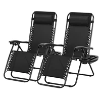 Zero Gravity Chair Patio Recliner Chair Folding Camping Chairs with Cup Holder Adjustable Headrest Reclining Lounge Chair 1