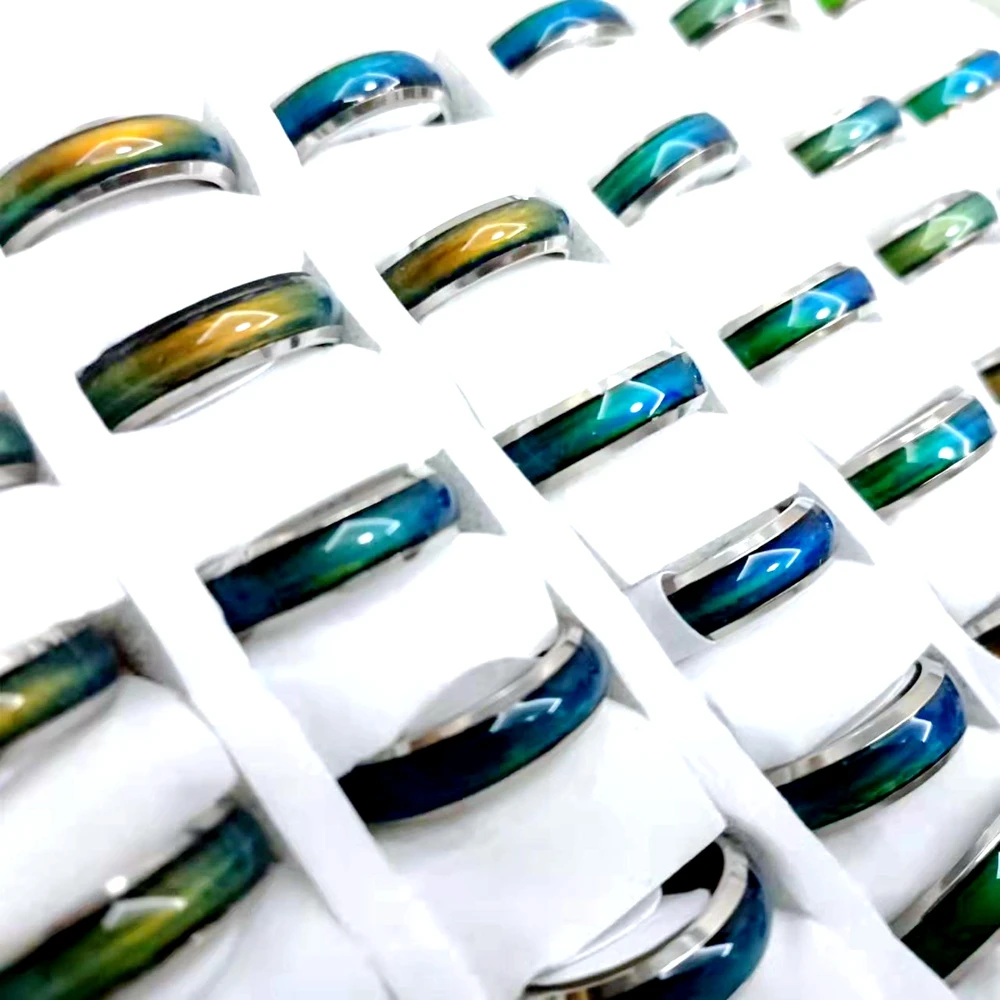 Wholesale 20/100pcs/lot Stainless steel Mood Rings 6mm wide 2