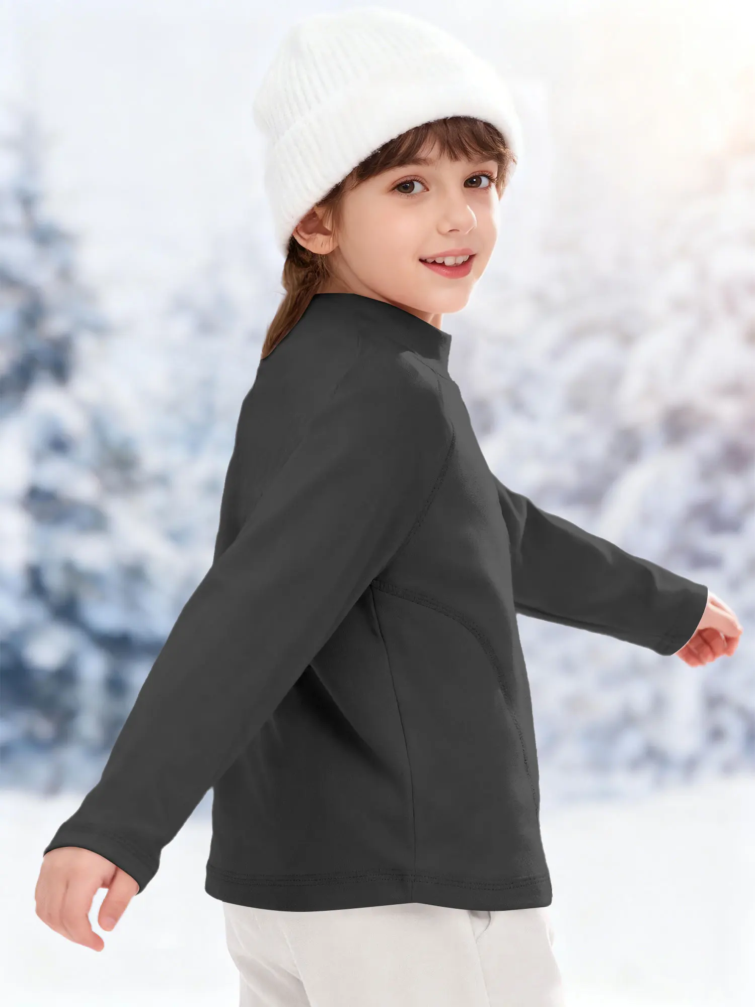 Girls Thermal Tops Kid Pullover Long Sleeve Solid Color T-Shirt Undershirt Base Layer Child Yoga Pilates Workout Running Clothes 26 S6389c155f6364649afe061f8fc1774a6a