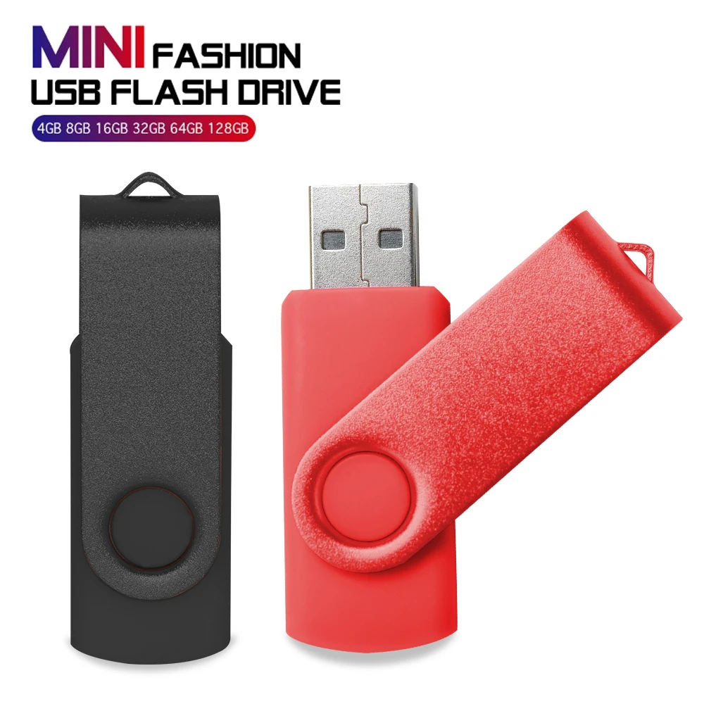 50 개/몫 USB 스틱 회전 펜 드라이브 USB 플래시 드라이브 4GB 2GB 1GB Pendrive 64gb 32gb 16gb 금속 디스크 Cle USB 무료 사용자 정의 로고