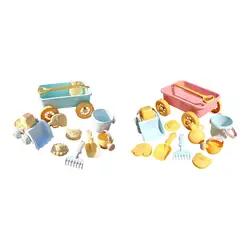 Beach Sand Toys Set Pull Car Toy Motor Skills Educational Cart Beach Toys Toddlers Beach Playing Set for Park Outdoor Backyard