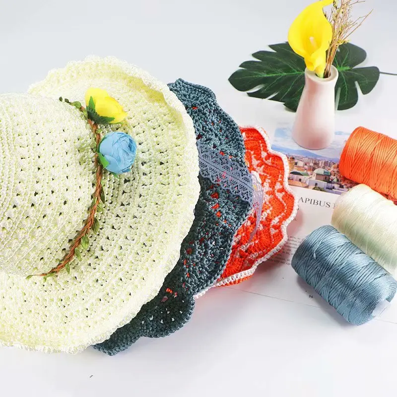 125/Roll 150 Yards 2.5mm Width Summer Ice Mercerized Twine Yarns For Knitting And Crochet Seat Cushion Sun Hat Etc. CBSX 4