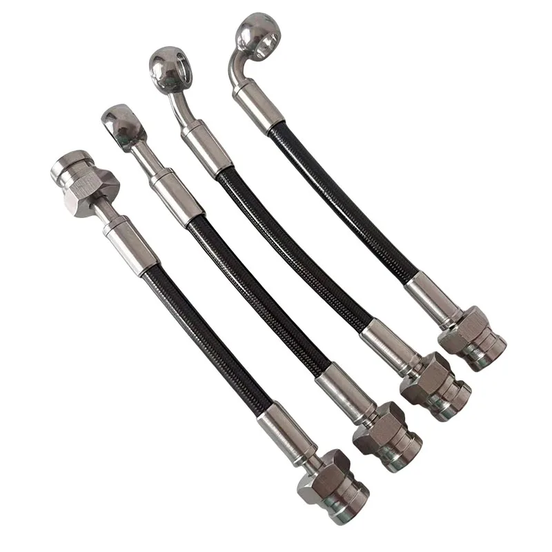 เสริมรถเบรคท่อชาย M10x1 สแตนเลส Joint Refit รถจักรยานยนต์รถยนต์คลัทช์เบรคท่อน้ํามันสีดํา AN3 1