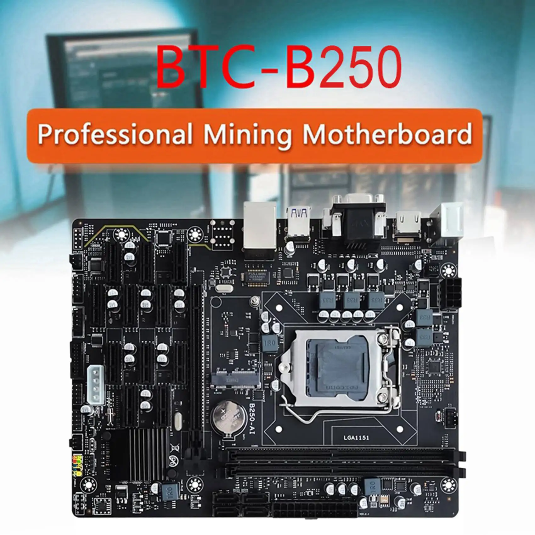 B250 V2.1 BTC Mining Motherboard+Thermal Pad 12XPCIE LGA1151 Dual Channel DDR4 MSATA USB3.0 B250 ETH Mining Motherboard