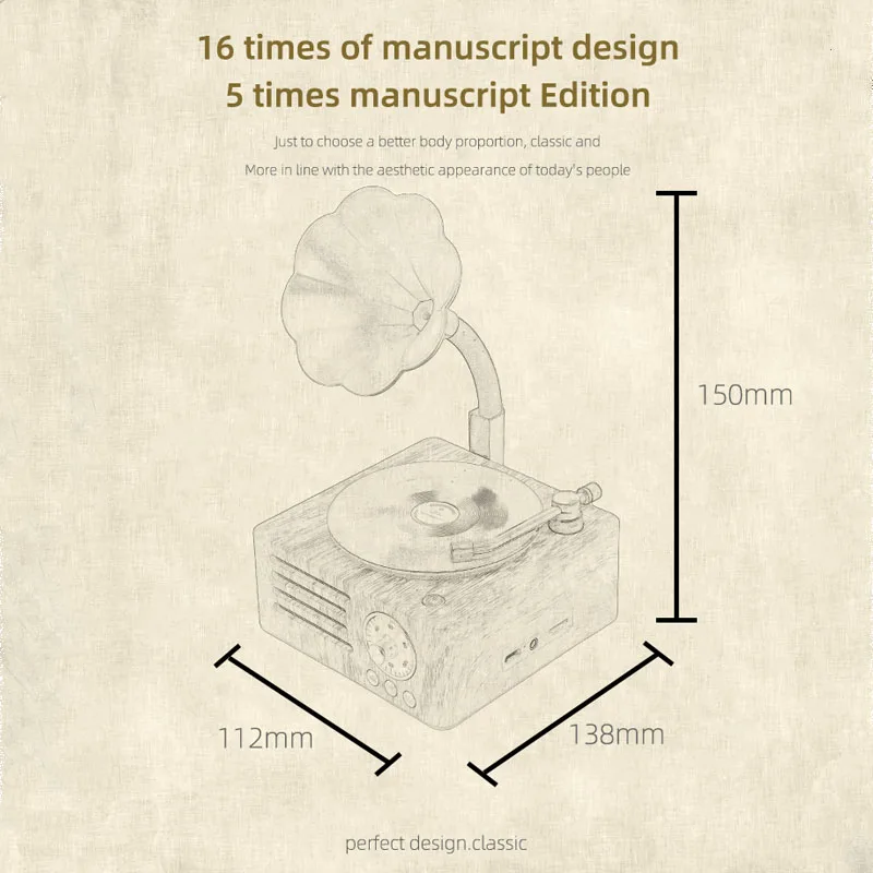 Retro Radio Portable Mini FM Radio Bluetooth Speaker MP3 Music Box Vintage Record Player with Microphone Support TFCard/AUX Play