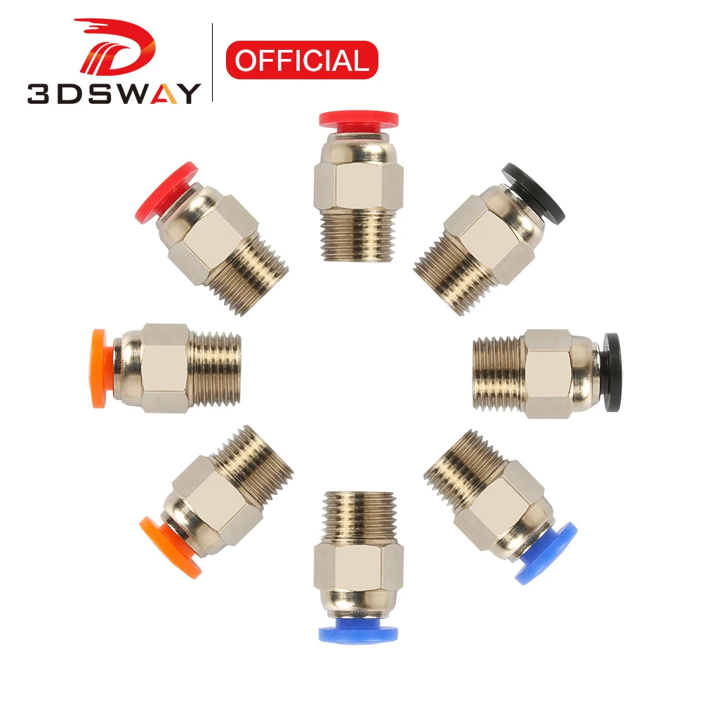 3DSWAY 3D Printer Parts PC4-01 Quick Connector Pneumatic Fittings Connector 4*2 Feeding PTFE for e3dv6 Hotend 1.75mm Filament