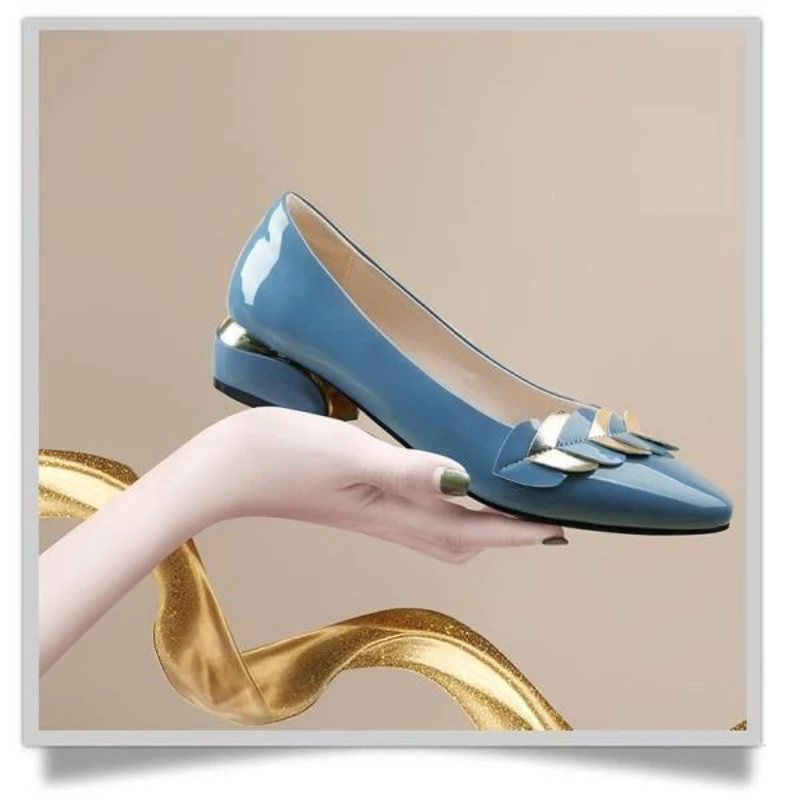 

Туфли-лодочки женские из лакированной кожи, на низком каблуке 3 см