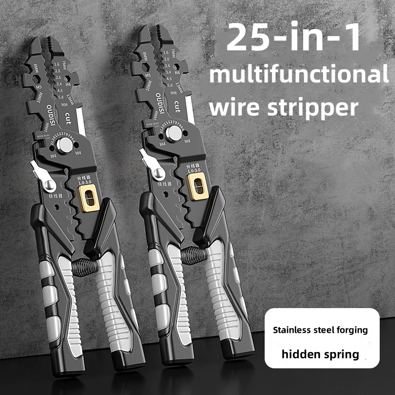 

25 In 1 Multi-functional Wire Stripping Pliers Electrician Pliers Long Nose Pliers Wire Stripper Cable Cutter Terminal Crimping