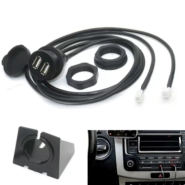 4pin/6pin Car Dual USB Socket Base Car Dashboard USB Socket For Most Cars Port Panel Interface Car Cables Adapters Sockets 4