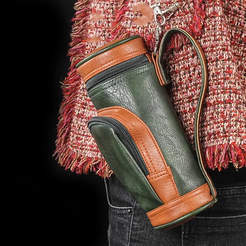 Accessori per tubi per sigari da viaggio Borsa da golf per sigari portatile per uomo Regalo Porta umidificatore in pelle Tagliasigari e umidificatore - immagine 2