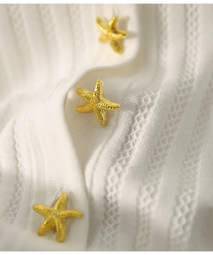 oco cardigan camiseta chique starfish botão com