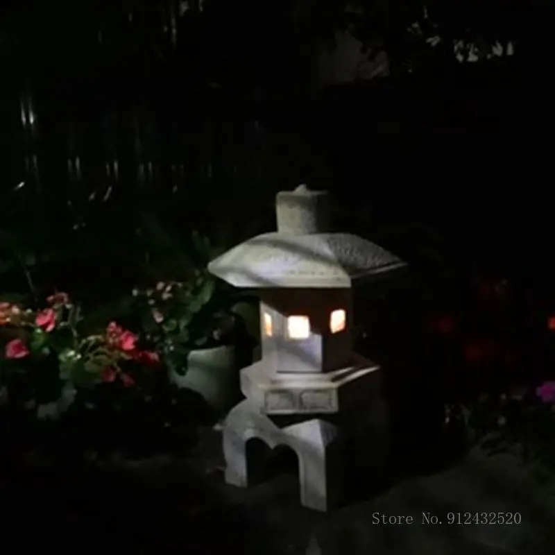 Japanese Imitation Marble Stone Lamp, Decoration Products, Courtyard Decoration, Red Clay, Lantern for Garden