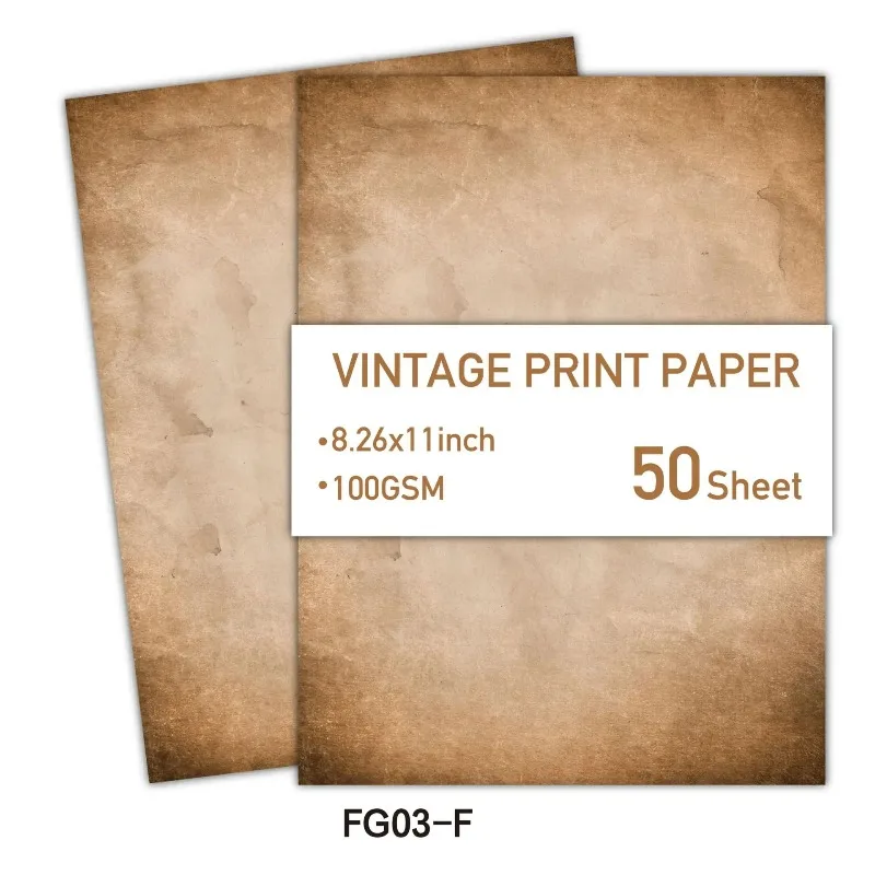 50매 빈티지 A4 용지, 양면 앤틱 스타일 편지지, 초대장, 편지, 저널 및 DIY 공예용 210×285mm