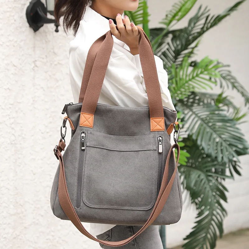 

Canvas Crossbody Bag Women Japan Style 2023 New Simple Large Capacity Commuter Shoulder Bag