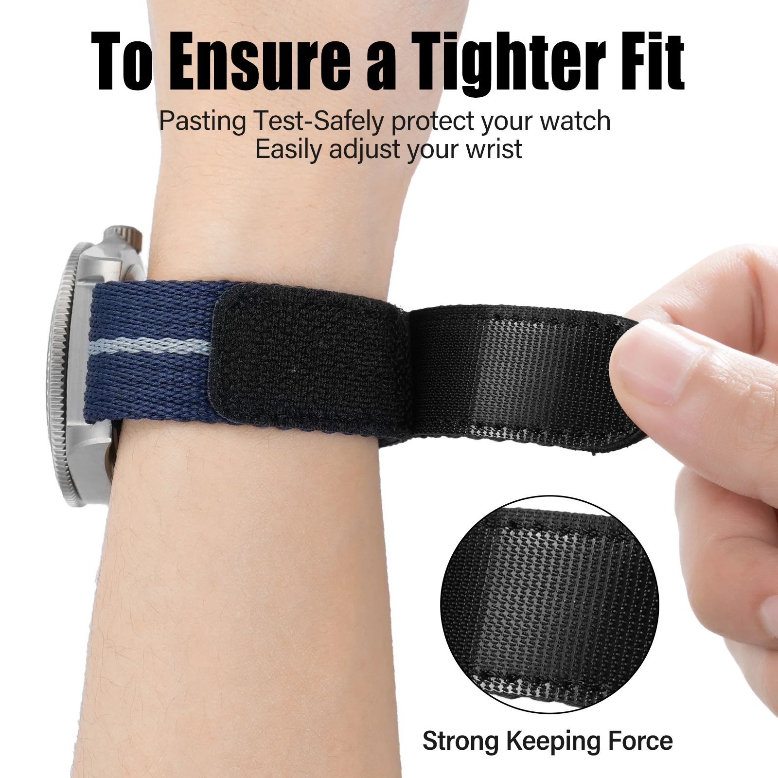 Premium Blue Nylon Strap with Titanium Buckle – Breathable Watch Band