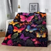 Flower Butterfly Blankets for Decorative Sofa Blanket King Size Microfiber Bedding Fluffy Plaid Beach Towel Home Interior Throw 1