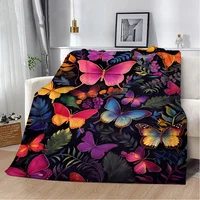 Flower Butterfly Blankets for Decorative Sofa Blanket King Size Microfiber Bedding Fluffy Plaid Beach Towel Home Interior Throw 1