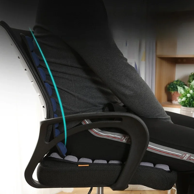 5D Air Pressure Seat Cushion - Polyester Office Chair Pad with Lumbar Support, Non-Inflatable Car & Wheelchair Cushion