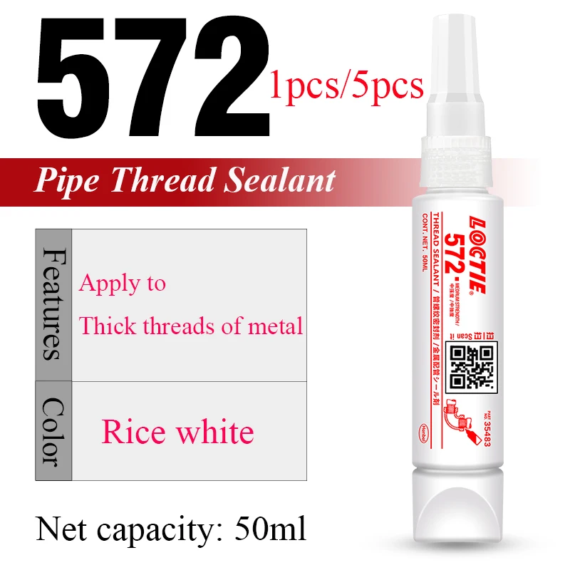 5 Pz 1 Pz 50Ml Loctite 572 Sigillante Per Filo Per Tubi Bianco Crema Super Adesivo Colla A Polimerizzazione Lenta A Media Resistenza